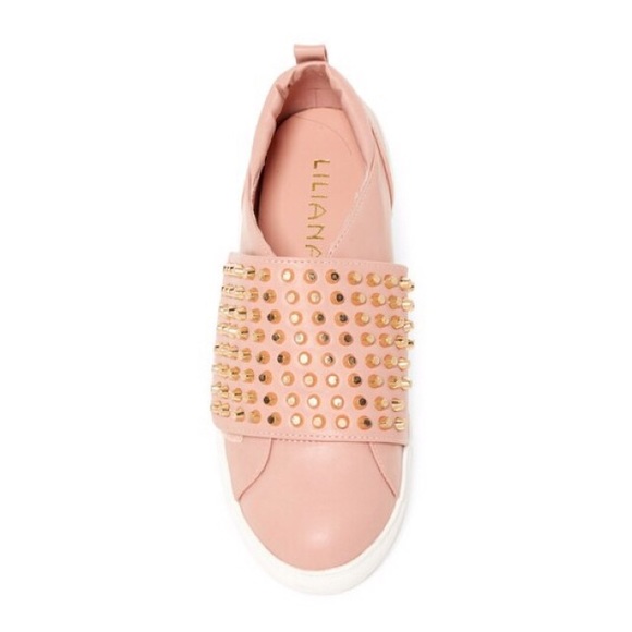 Liliana Dusty Pink Stud Sneakers - Picture 3 of 8